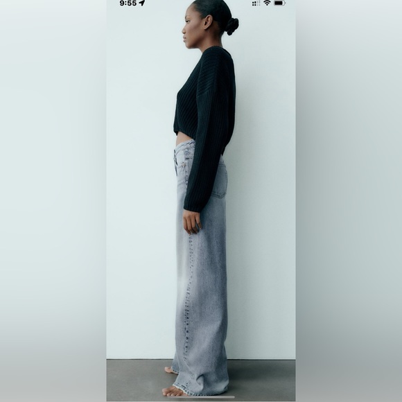 Zara jeans High waisted mid rise full length Zara blue jeans s. 42 brand new - Picture 4 of 13